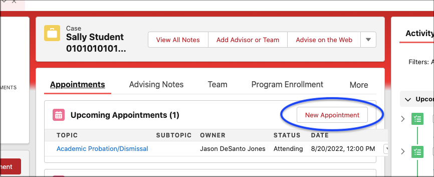 New appointment button