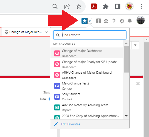 Change of Major Dashboard
