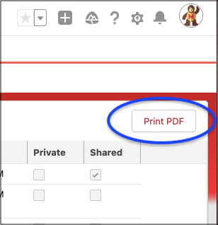 Print PDF button