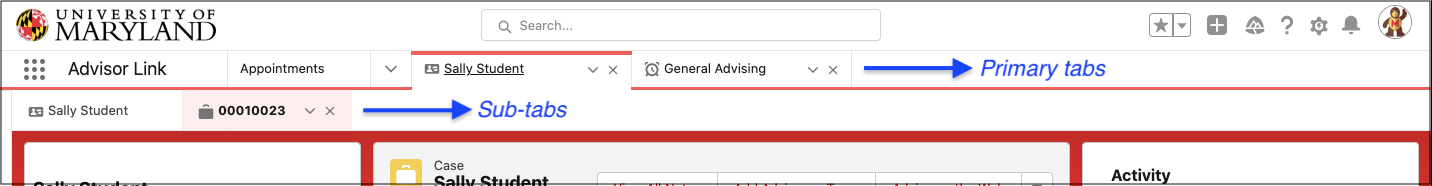 Tabs in Advisor Link