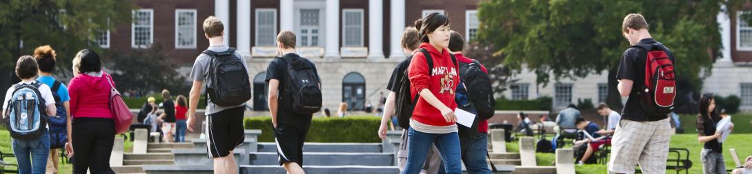 students walking in front of mckeldin